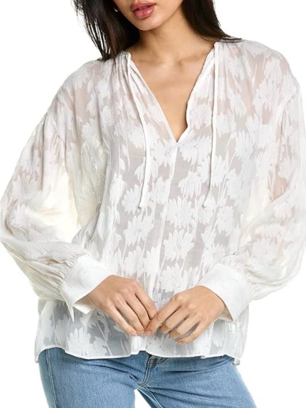 Vince White Sheer Blouse